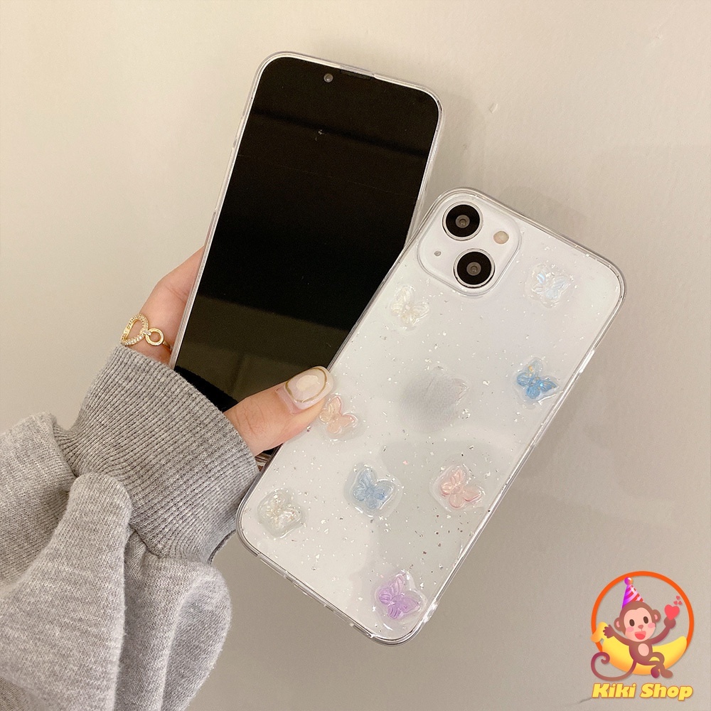 Ốp Điện Thoại Hình Bướm 3D Lấp Lánh Cho iPhone 14 Pro Max 11 11 2 13 Max XS XR 8