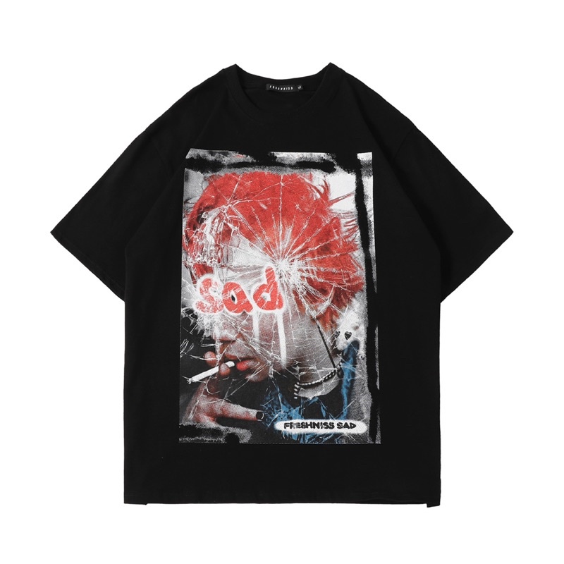 Áo Thun Áo Phông Dáng Rộng SAD 3 màu Đen, Trắng, Xám