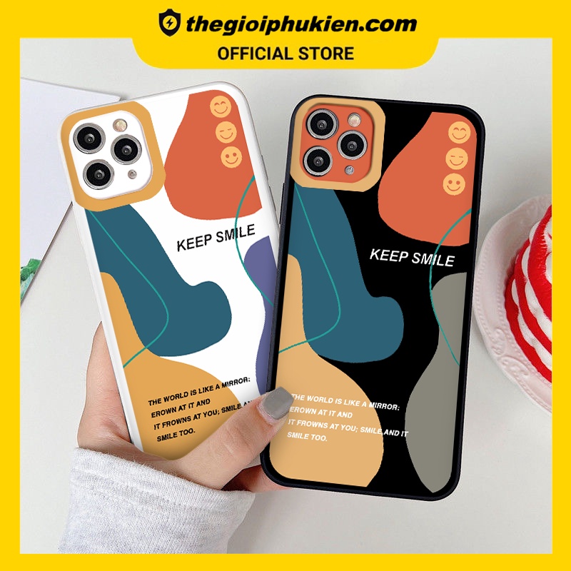 Ốp iphone - Ốp lưng iphone cạnh vuông viền camera keep smile dành cho ip 6 đến 14promax - g96