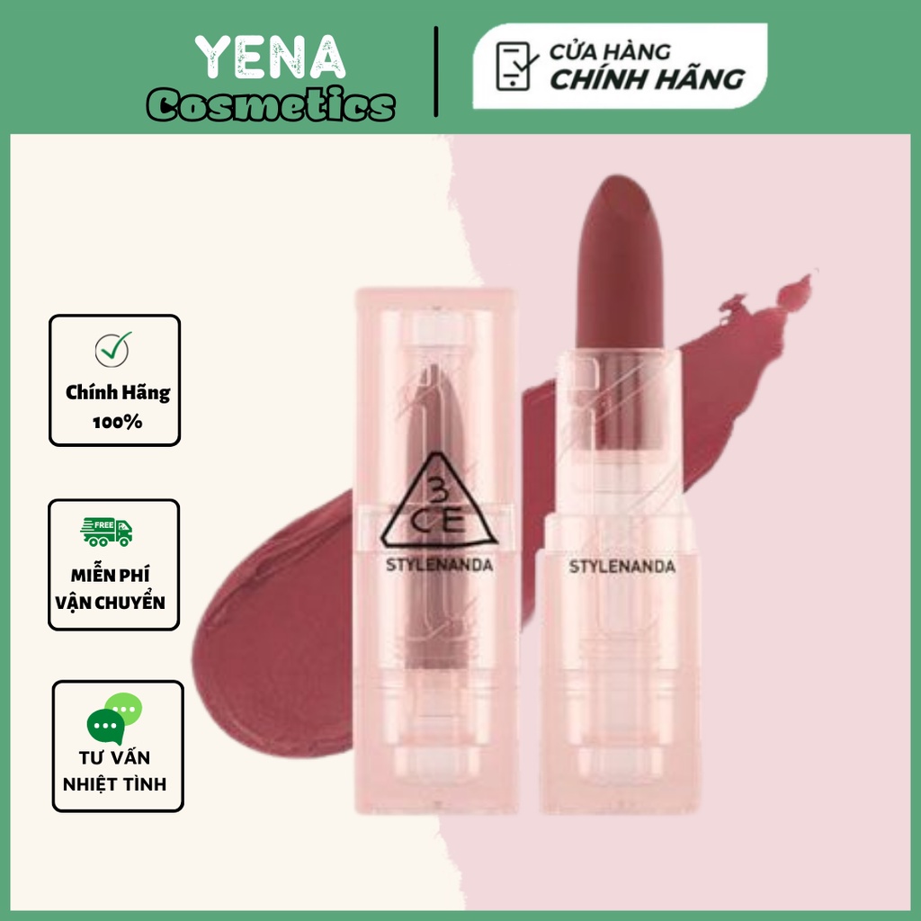 Son Thỏi 3CE Vỏ Trong Màu Lì Mịn Màng 3.5g