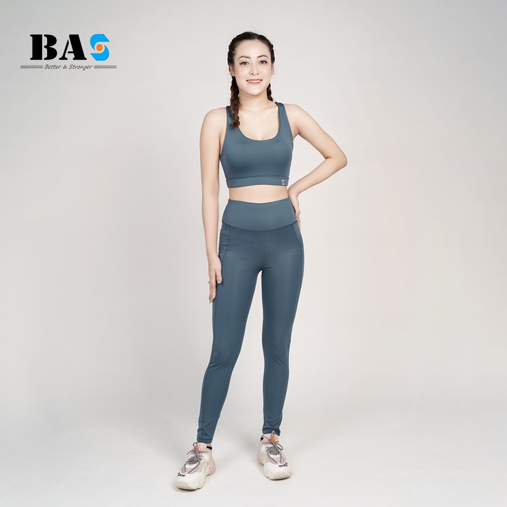 Bộ quần áo tập yoga gym aerobic chuyên nghiệp BAHUNG bra 2 lớp phối legging nâng mông - S40040.