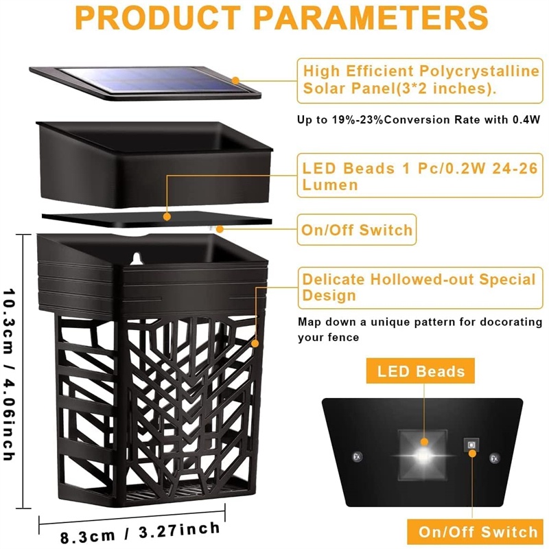 Đèn Led Hàng Rào Năng Lượng Mặt Trời 2 Chế Độ Tự Động Bật / Tắt Chống Thấm Nước Trang Trí Sân Vườn
