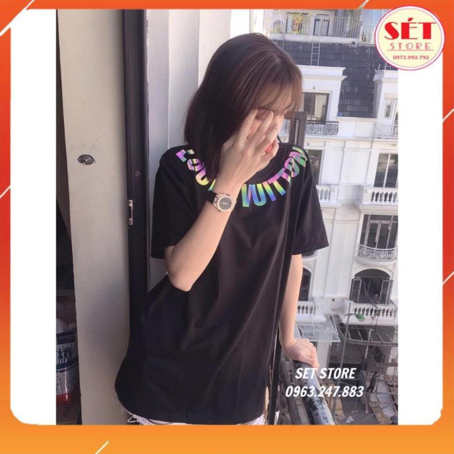 Áo thun tay lỡ unisex in phản quang chữ cổ LUONVUITUOI ,áo phông nam nữ chất cotton New