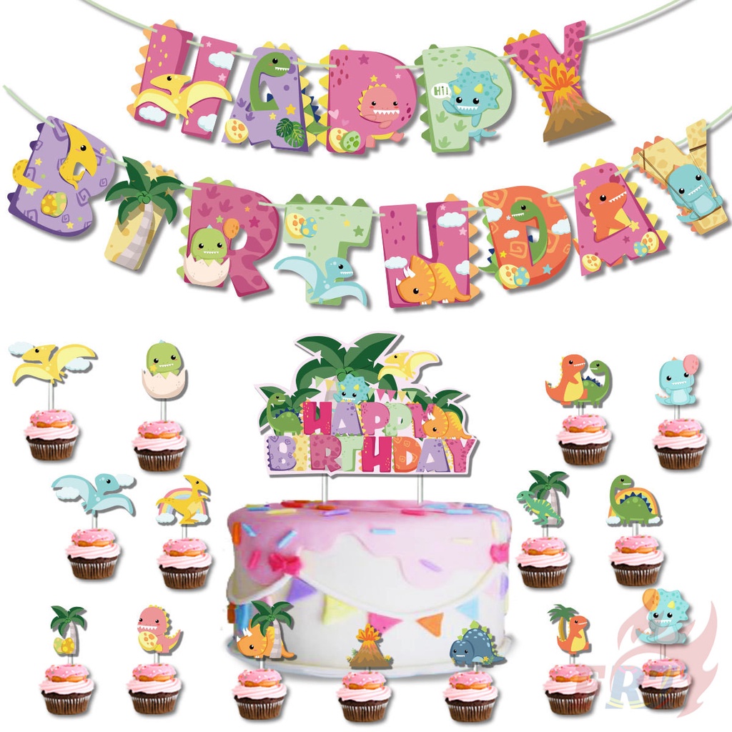 ♦ Trang Trí Tiệc - Banner / Topper Bánh ♦ Que Cắm Trang Trí Bánh Sinh Nhật Hình Khủng Long Hoạt Hình Dễ Thương