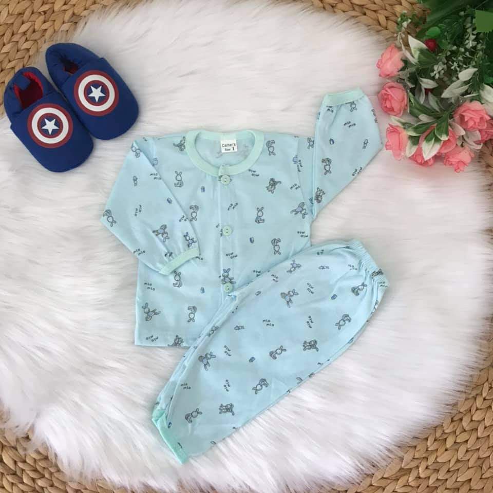 Set 5 bộ quần áo sơ sinh cotton hoa nền màu cho bé 3 đến 7kg