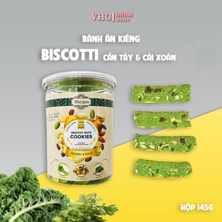 Bánh ăn kiêng Mazipan Kết hợp Bột cần tây, Bột cải xoăn với hạt dinh dưỡng, nhân mắc ca, hạt dẻ cười ( Hộp 90g, 145g )