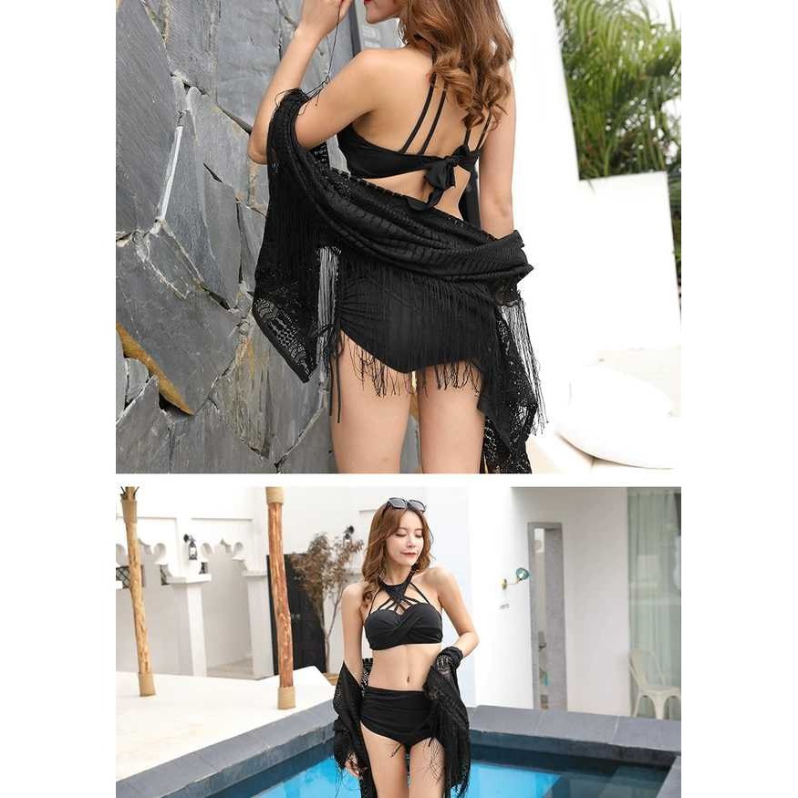Set bikini yếm đan dây cho bạn.