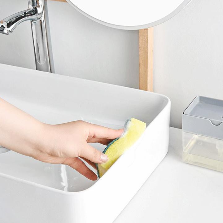 Hộp Đựng Nước Rửa Chén Bát Thông Minh Kèm Miếng Mút Bọt Biển Tiện Lợi