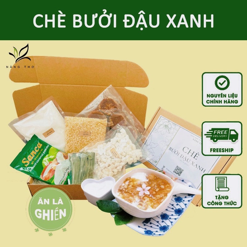 Sét Chè Bưởi Đậu Xanh An Giang Siêu Cùi Bưởi ( Sét 45-50 Chén) tặng kèm công thức nấu - Nàng Thơ