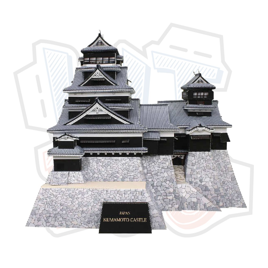 Mô hình giấy kiến trúc Lâu đài Nhật Bản Kumamoto Castle - Japan
