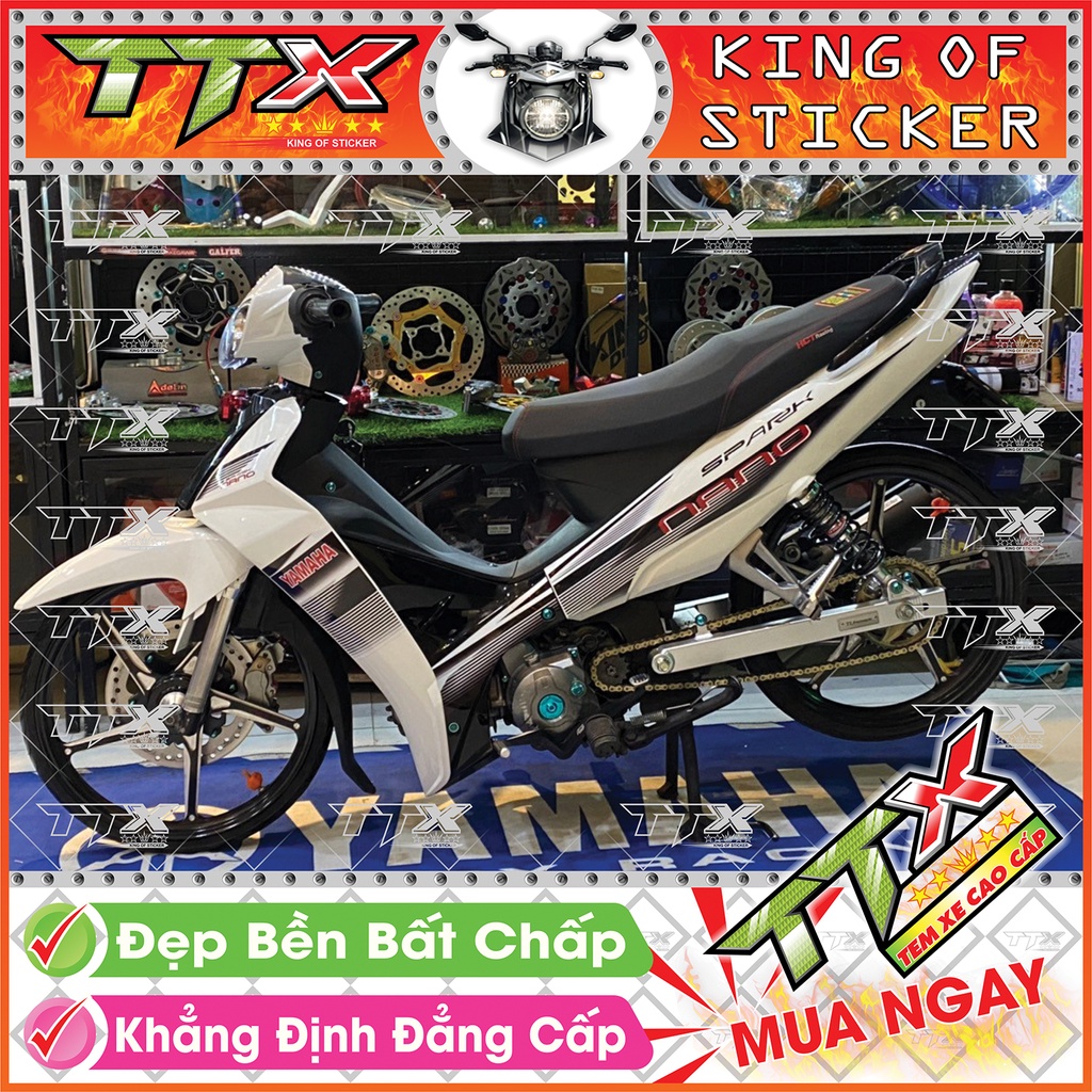 Tem xe sirius nano trắng đen , Team sirius đen trắng spack nano siêu đẹp , Shop Tem dán xe sirius trắng đen (S052/00)
