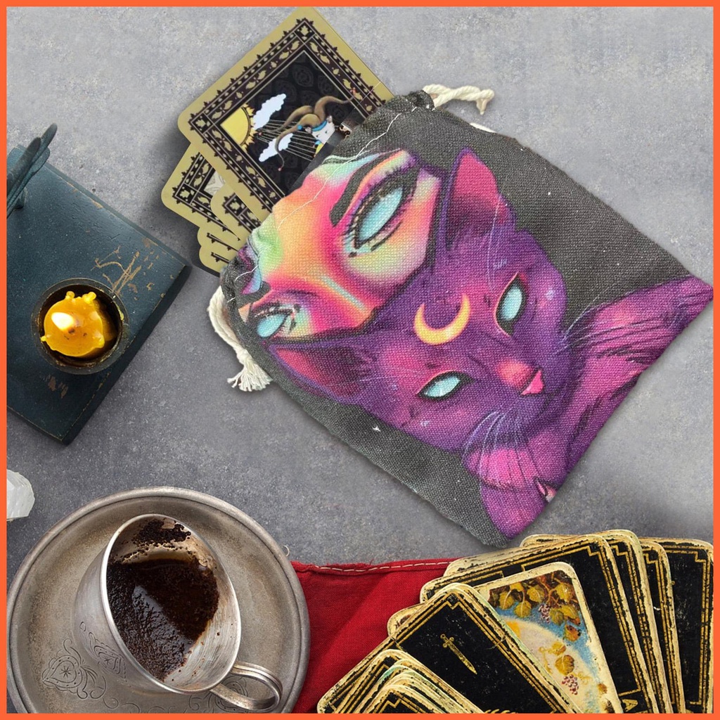 Túi Nhung Dây Rút Đựng Bài Tarot Họa Tiết Tiểu Thuyết Bí Ẩn Cho chunvn
