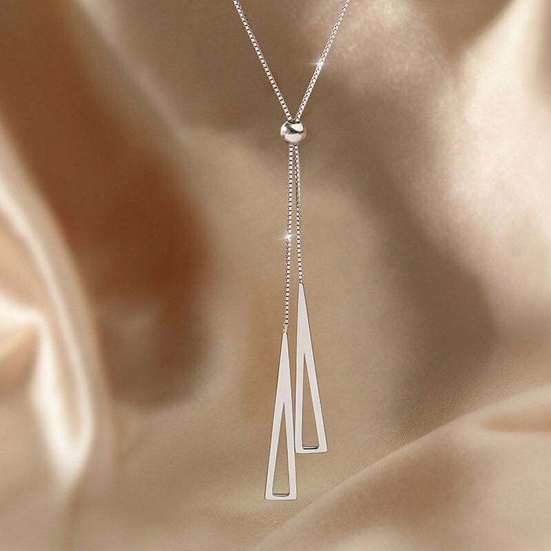 Vòng cổ Mạ Bạc 925 Mặt Hình Ngôi Sao / Trái Tim Đính Đá Zircon Phong Cách Hàn Quốc
