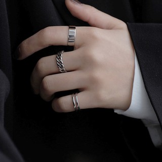Set 3 nhẫn mắt xích cá tính N001