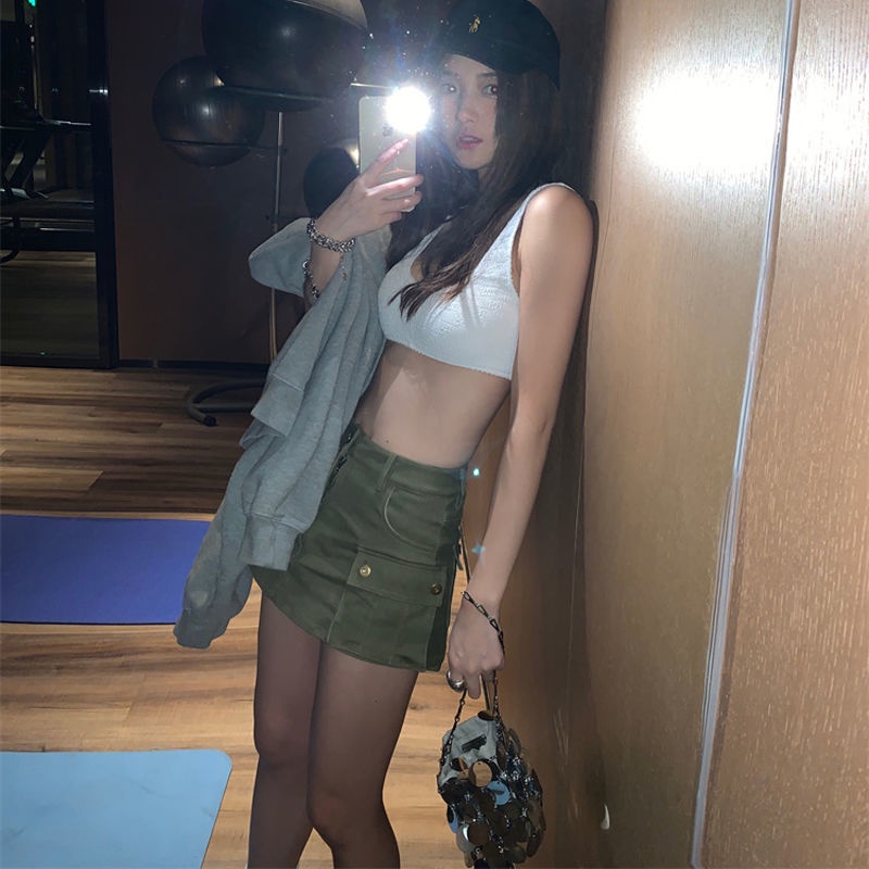 Chân váy ngắn JSC vải denim dáng chữ A lưng cao phong cách cổ điển thời trang mùa hè dành cho nữ