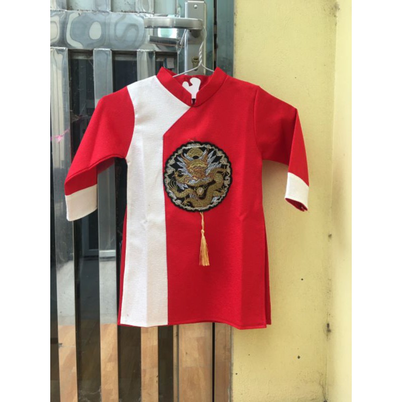 Áo dài cách tân bé trai 2020,vải gấm cao cấp, thêu mặt hổ  habgf đẹp