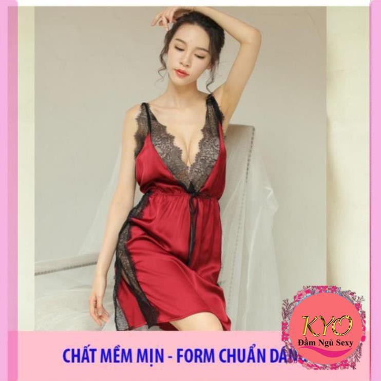 [ Siêu Đẹp- LOẠI I] Váy ngủ lụa satin cao cấp - đầm ngủ sexy xẻ tà B1028