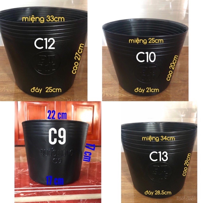 chậu nhựa đen mềm C9