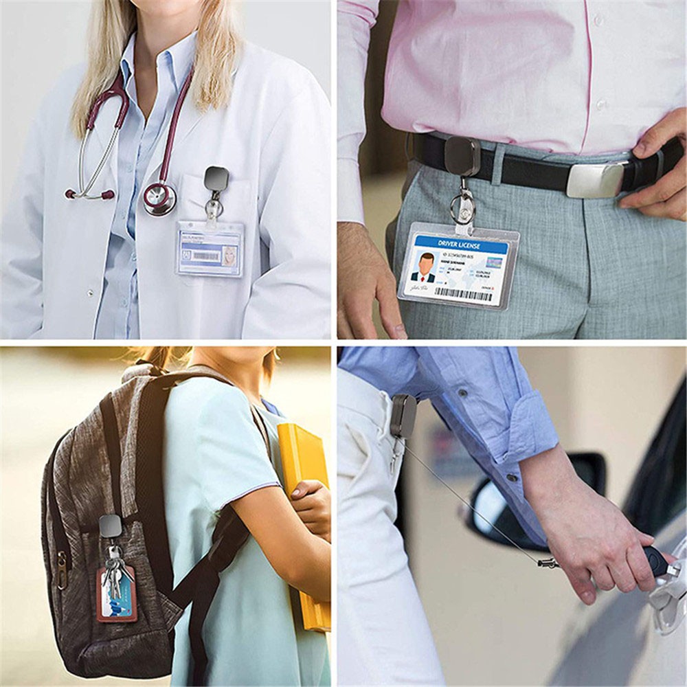 Dây Đeo Thẻ Id Bằng Kim Loại Có Thể Rút Gọn Tiện Lợi