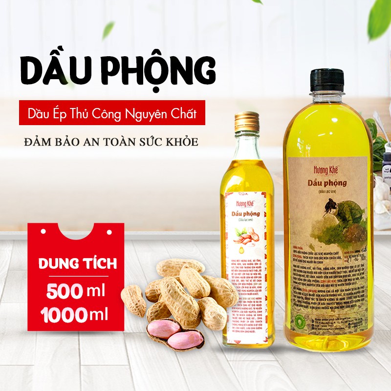 Dầu Phộng  Nguyên Chất Hương Khê - dầu ăn ép thủ công, canh tác không hóa chất - 500ml/ 1lit - One4One