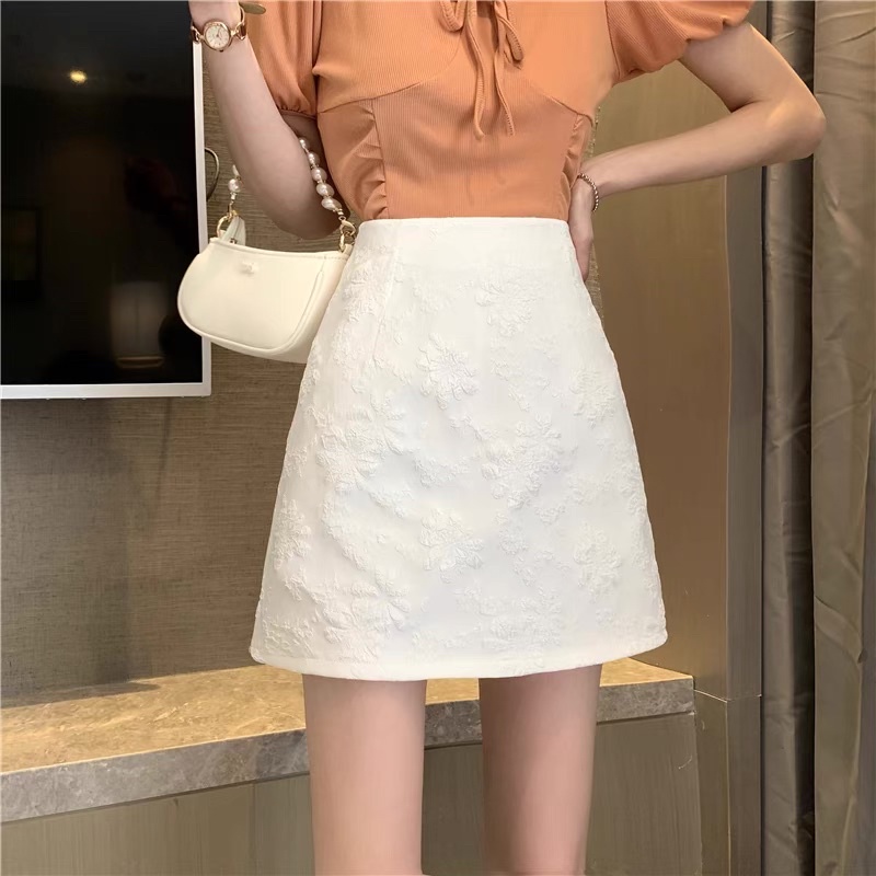 Chân váy chữ A vải gấm sang chảnh, chân váy ngắn công sở 2 lớp có quần trong [Quảng Châu cao cấp] | BigBuy360 - bigbuy360.vn