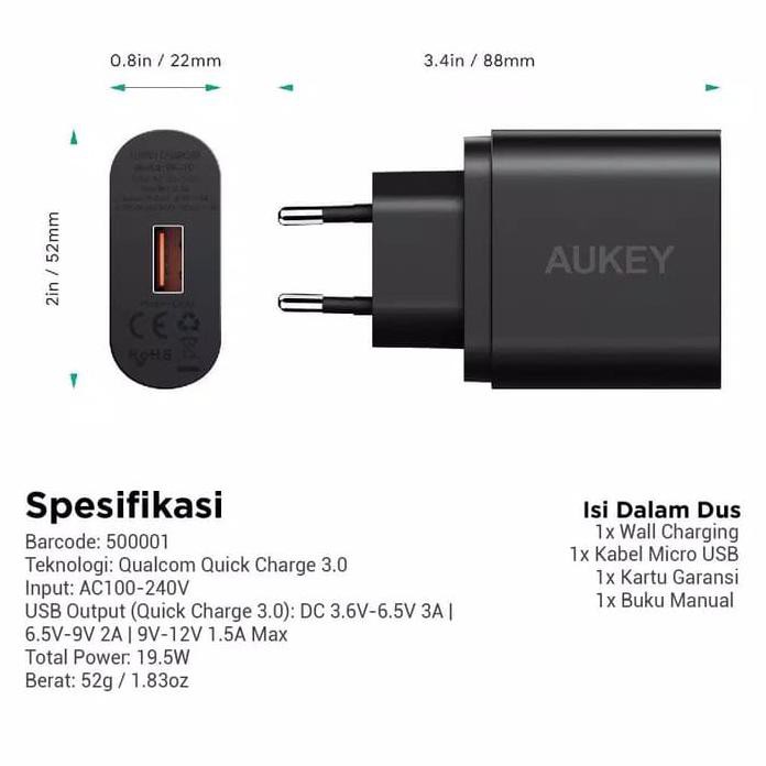 Củ Sạc Nhanh 3.0 Aukey Pa-T9 Turbo Ms6188