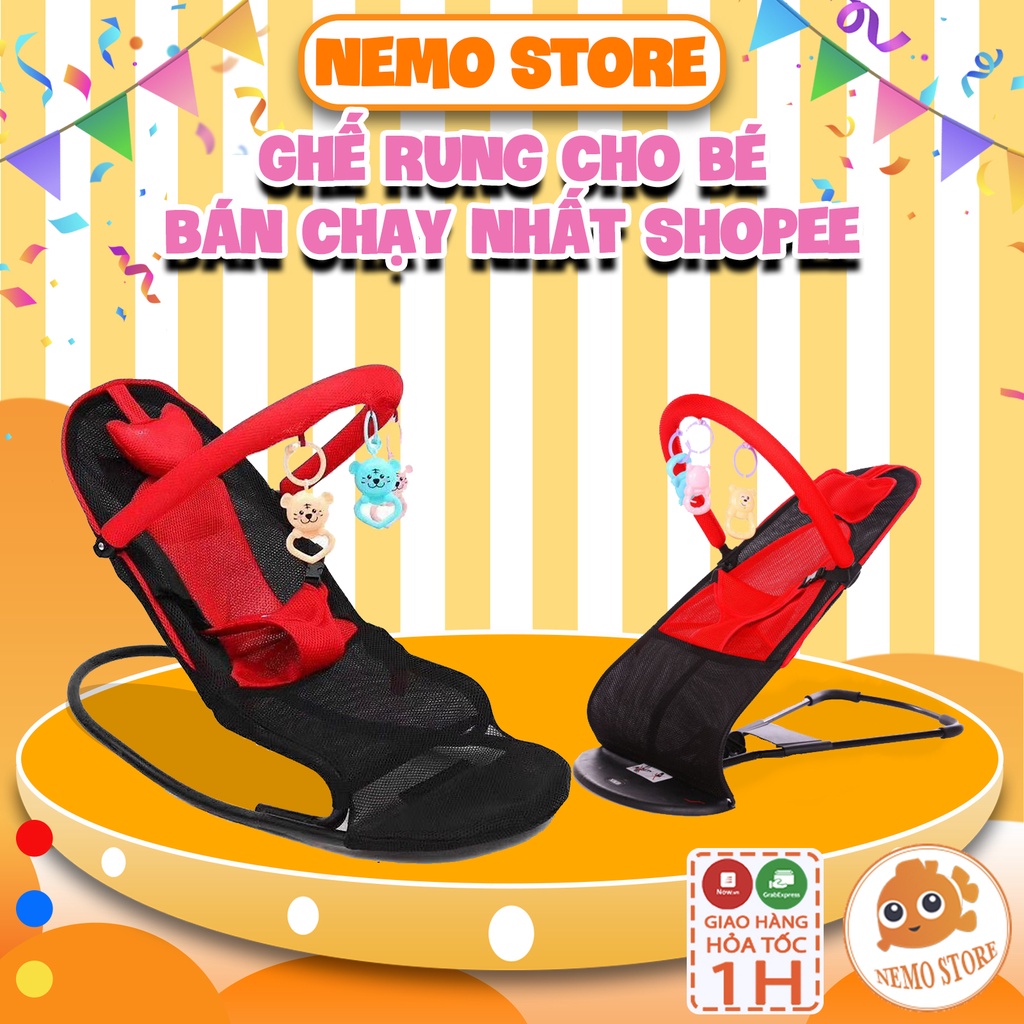 Ghế rung cho bé đa năng bập bênh - loại tự nhún có đồ chơi cho trẻ ngủ