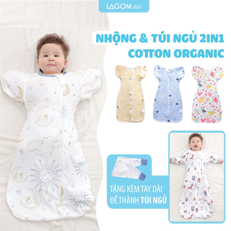 Túi Ngủ Cho Bé Cotton Organic | Nhộng Chũn Cao Cấp Siêu Mềm Mát Thu Đông
