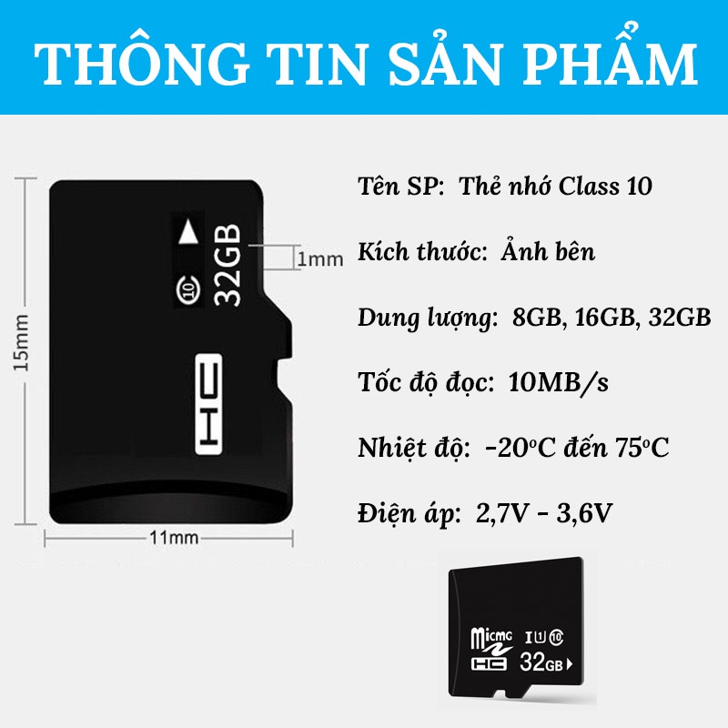 Thẻ nhớ Micro SD 32G Tốc Độ Cao Chuyện Dụng Cho Camera, Smartphone, Loa Đài CARZONE.TOP