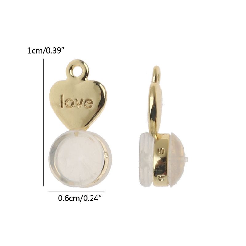 King Set 10 Bông Tai Trái Tim Bằng Thép Màu Vàng Thay Thế Cho Mọi Loại Bông Tai