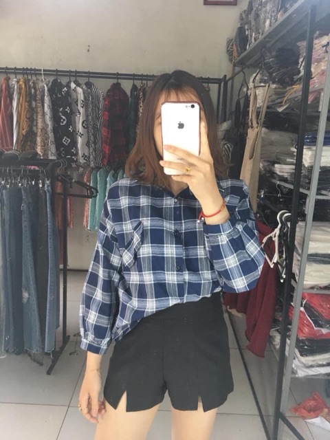 Áo sơ mi kẻ nắp túi