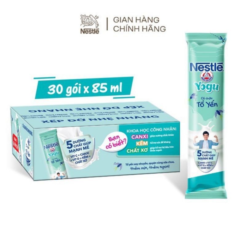 SỮA CHUA UỐNG DINH DƯỠNG YOGU CÓ CHỨA TỔ YẾN THÙNG 30 TÚI x 85ml