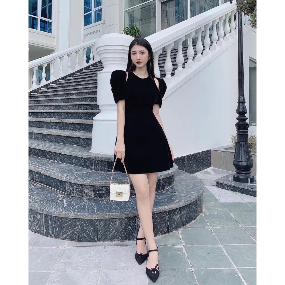 Đầm nhung khoét vai 2 màu 2 lớp dây dặn mặc tết siêu đáng yêu - Alina Dress | BigBuy360 - bigbuy360.vn