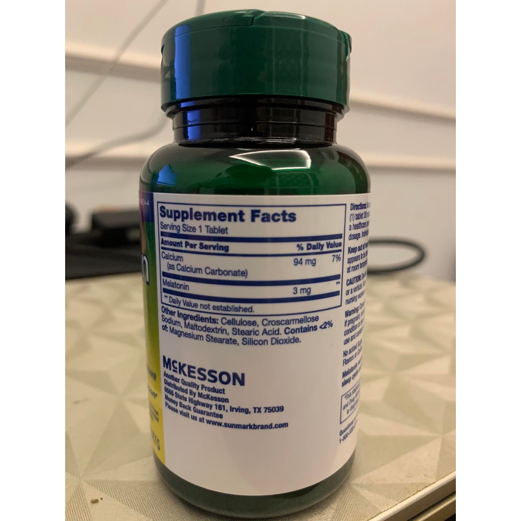 - Viên uống hỗ trợ giấc ngủ ngon - Sunmark Melatonin 3mg