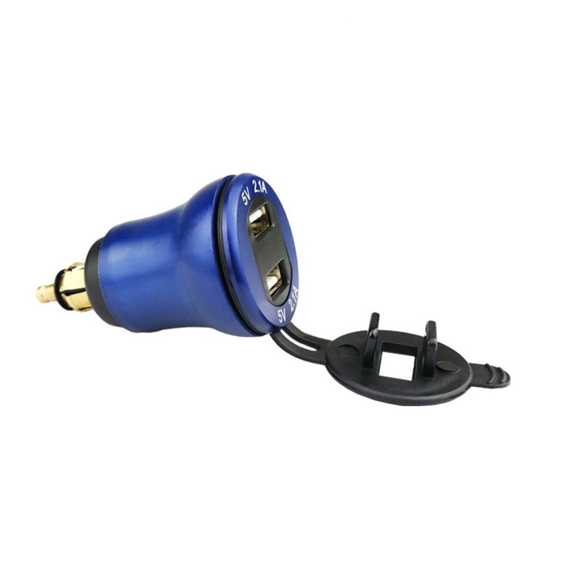 Thiết Bị Sạc USB Kép 12V-24V Có Đèn Led Và Hiển Thị Điện Áp Cho Xe Mô Tô 2.1A