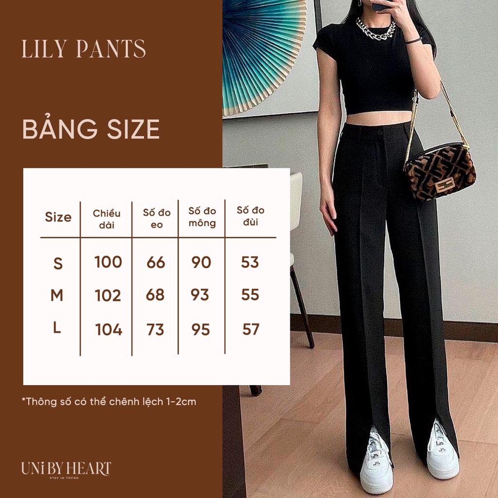 Quần xẻ gấu Lily Pant QD003 thiết kế dáng suông, vải dày dặn - Uni By Heart