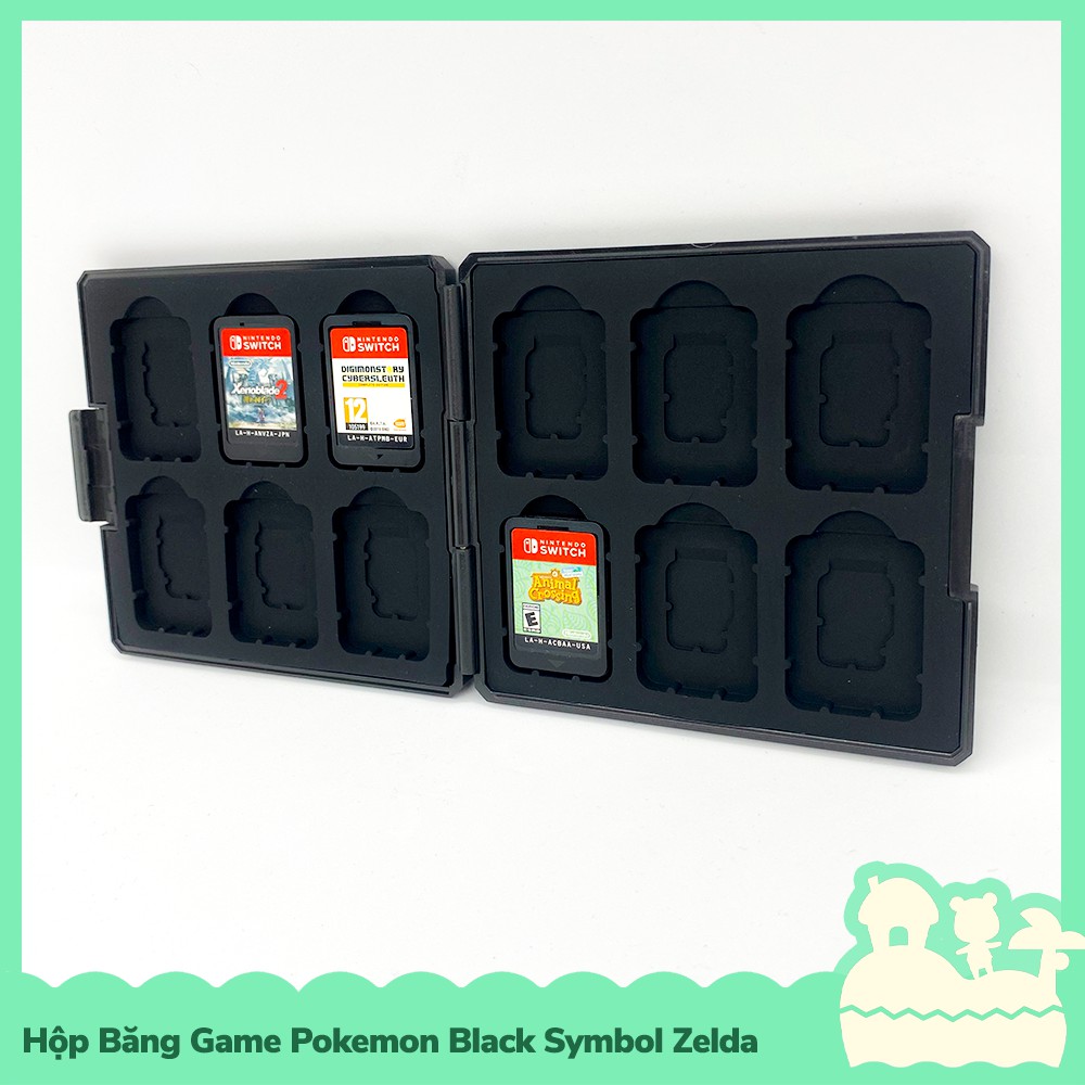 [Sẵn VN - NowShip] Hori Phụ Kiện Hộp Băng Game 12 Khoanh Nintendo Switch NS, Nintendo Switch Lite Black Symbol Zelda