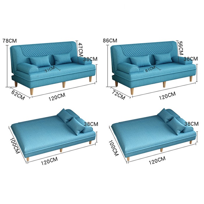 Ghế sofa giường đa năng gấp gọn thông minh bằng nỉ khung gỗ cao cao cấp, Giường sofa gấp gọn thông TA820 1m2