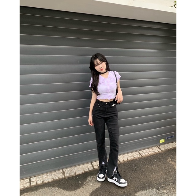 CROPTOP DRAGONBYBOI FREESIZE - TÍM VÀ XANH