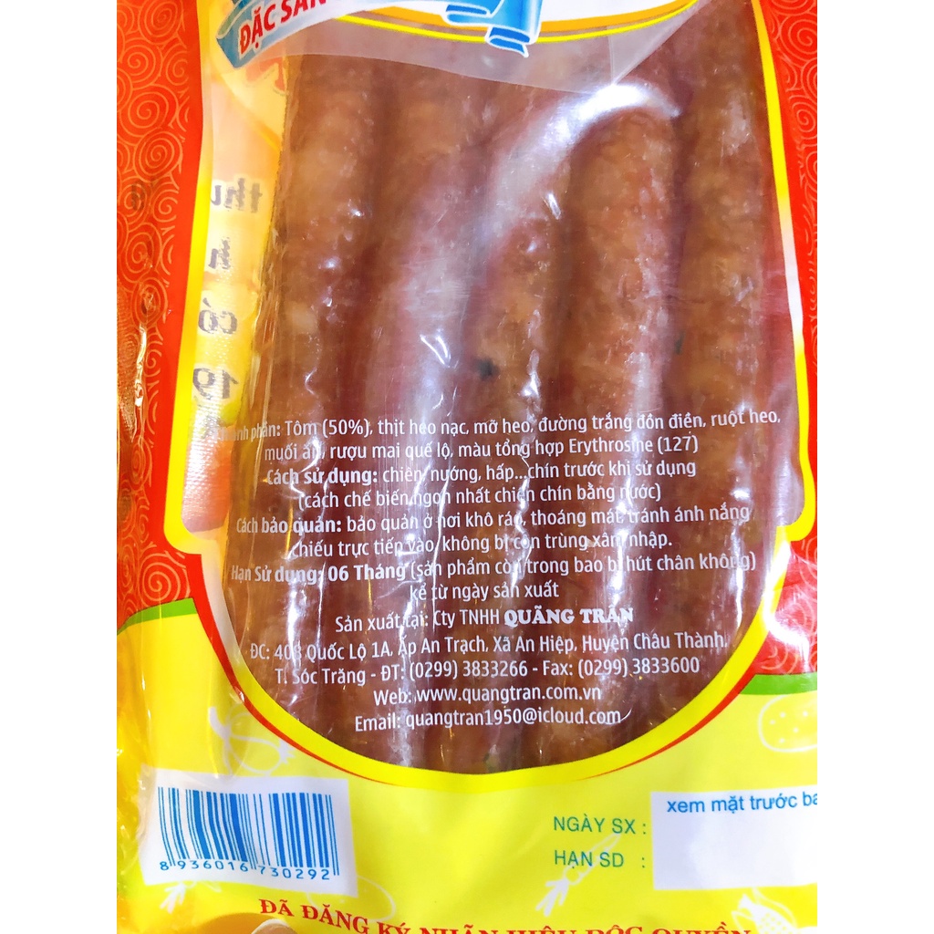 Lạp xưởng Tôm Quãng Trân, gói 250gr, hàng loại 1