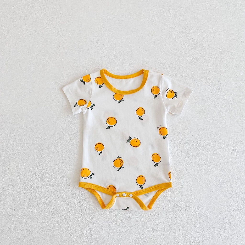 Bộ Áo Liền Quần Tay Ngắn Họa Tiết Trái Cây Thời Trang Mùa Hè Cho Bé Sơ Sinh