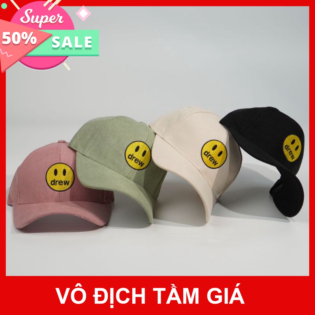 Mũ lưỡi trai ❤️ Nón kết in  hình mặt DREW chất nỉ cao cấp form unisex nam nữ (Tặng Kèm bộ tag+giấy thơm)