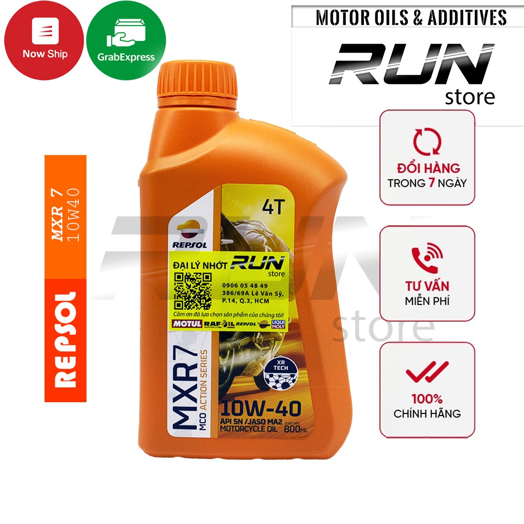 Nhớt Xe Số Gốc Khoáng REPSOL MXR 7 10W40 JASO MA2 API SN 800ml/1000ml – Dành Cho Xe số đời cũ - Made in Indonesia