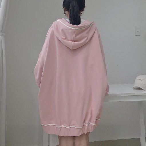 Áo khoác nỉ kiểu dáng hoodie form rộng cho nữ chạy viền kẻ độc đáo | BigBuy360 - bigbuy360.vn