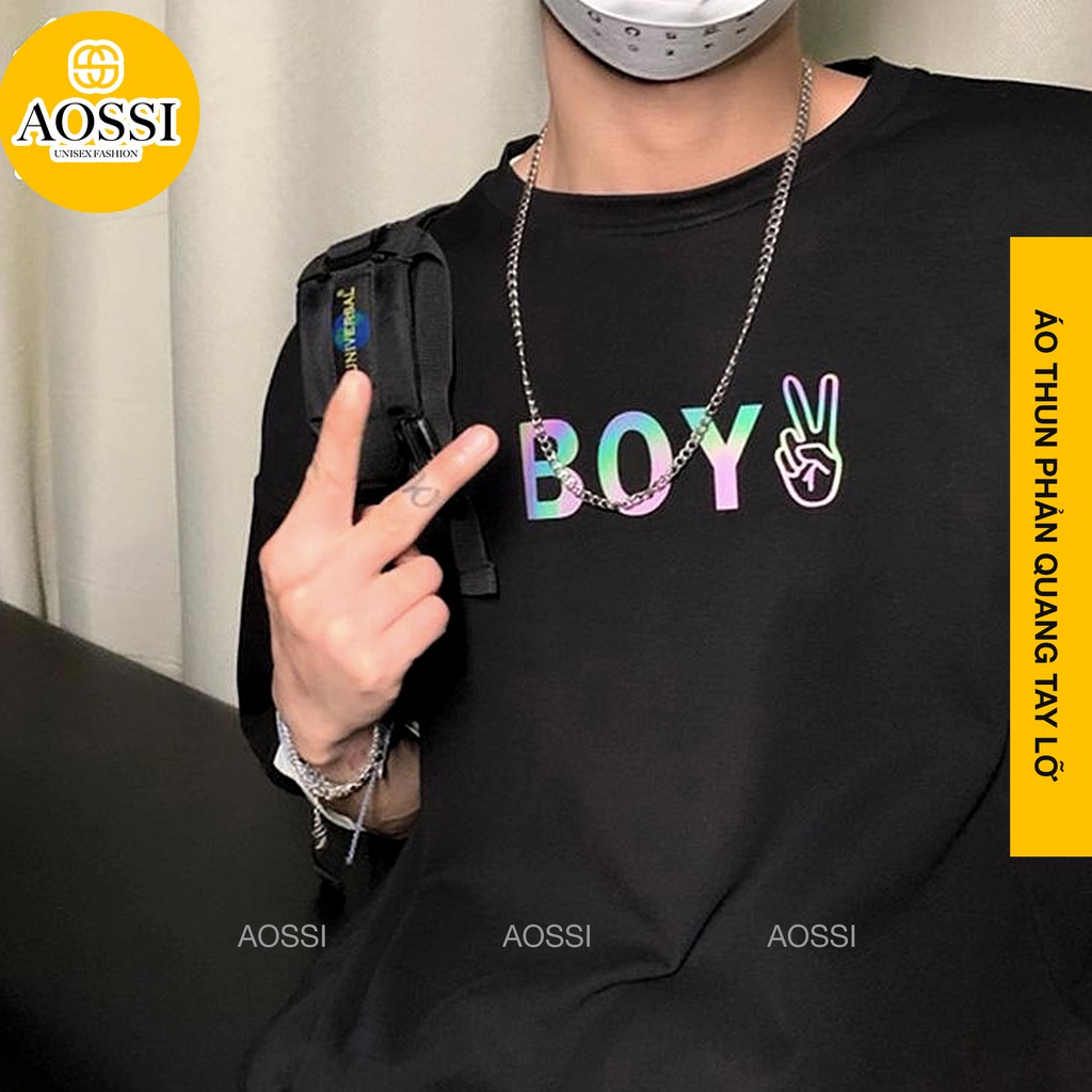 Áo thun Tay lỡ Unisex phản quang AOSSI áo phông form rộng - BOY & GIRL | BigBuy360 - bigbuy360.vn