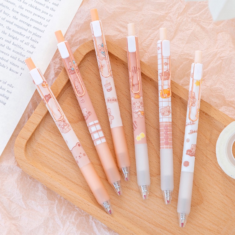 Bút Gel Kim Loại Dạng Nhấn Hình Gấu Hoạt Hình Sáng Tạo Dễ Thương