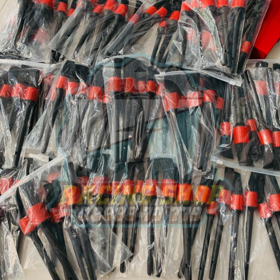 Bộ 5 Cọ Tròn Rửa Xe Đa Năng, Vệ Sinh Xe Máy Ô Tô - Cọ Rửa Khoang Máy, Mâm Xe, Nội Thất (Cọ Bút Cán Đen Đủ Kích Cỡ)