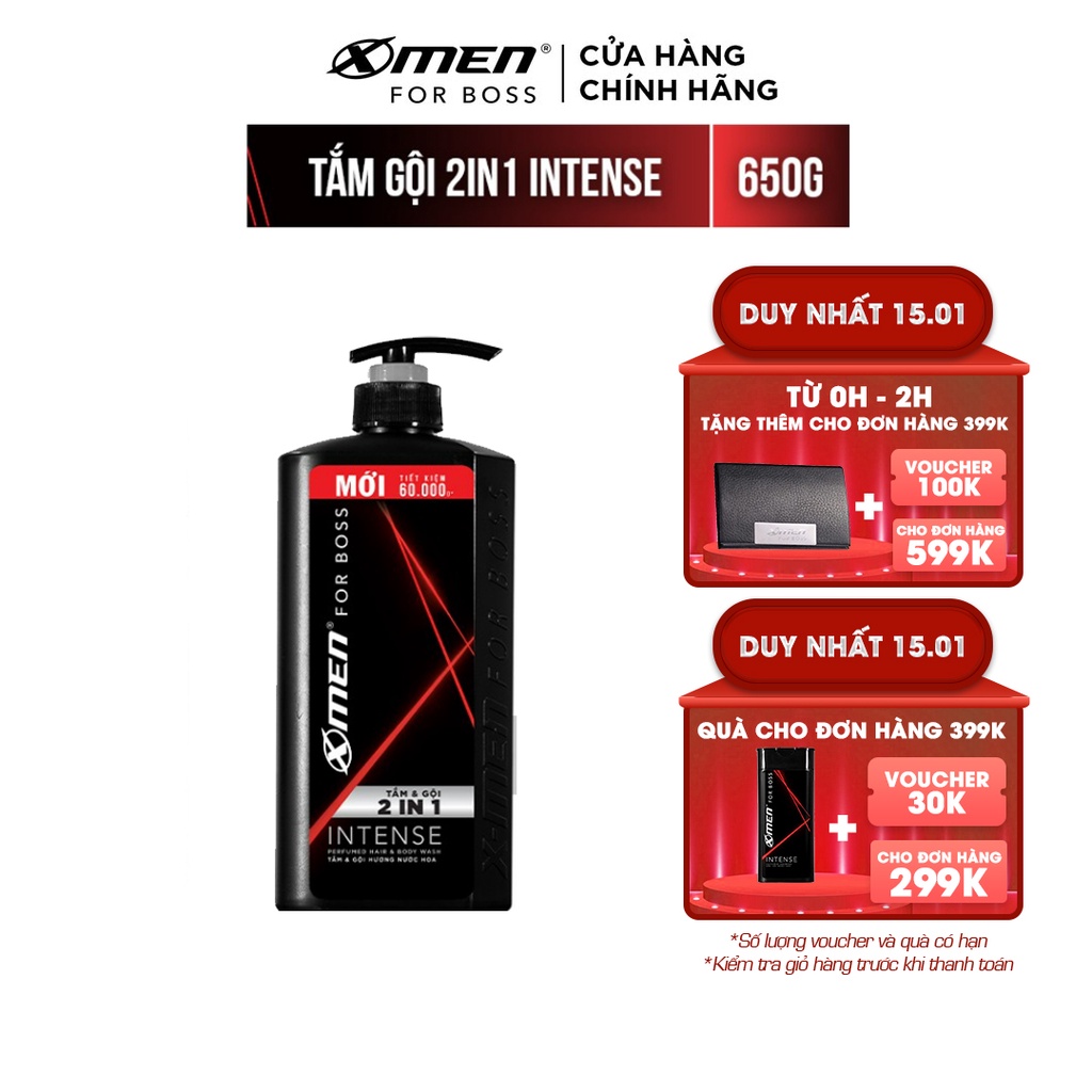 Tắm Gội X-Men for Boss Intense 2in1 650g