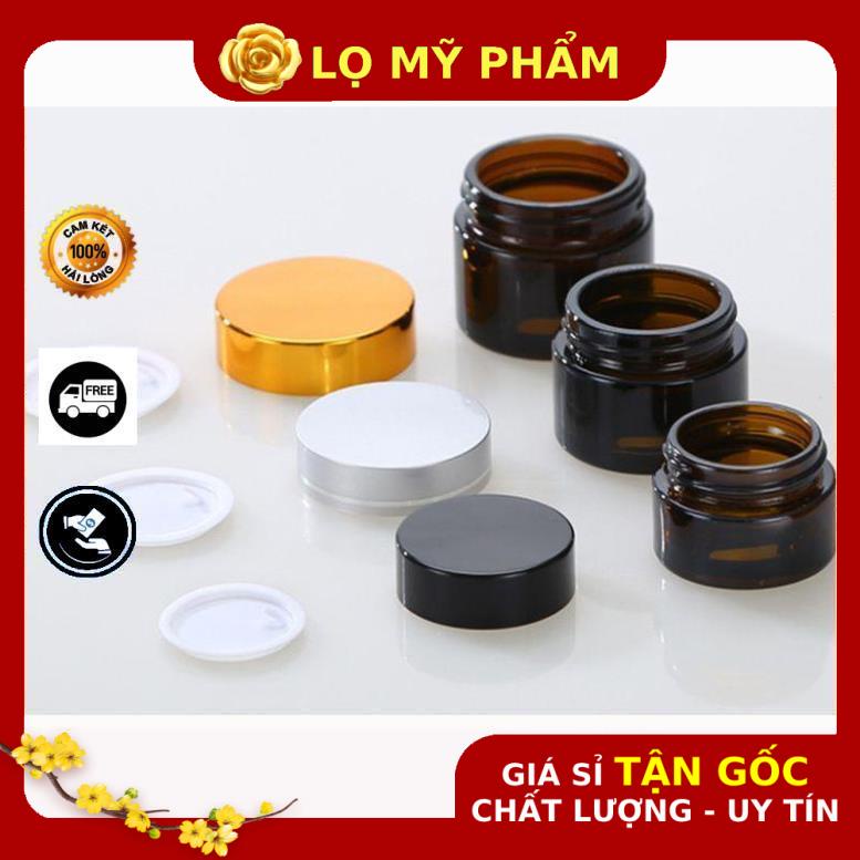 Hủ Đựng Kem ❤ GIÁ TỐT NHẤT ❤ Hủ Chiết Kem Thủy Tinh Nâu 5g,10g,15g,20g,30g,50g , hủ lọ chiết mỹ phẩm , phụ kiện du lịch
