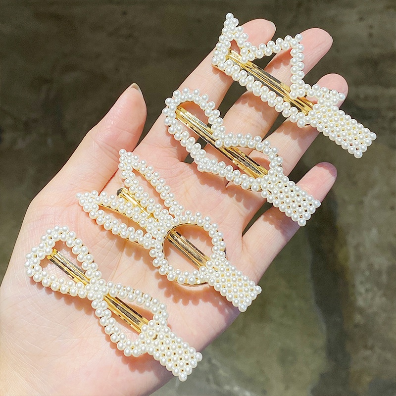 Kẹp tóc mái mỏ vịt đính hạt Hàn Quốc chọn mẫu cho bạn gái